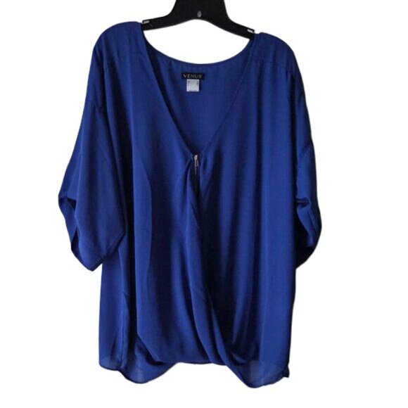 VENUS Tops - Venus  Sheer Top w/ Zippered Front & Button up sleeves. Size XL